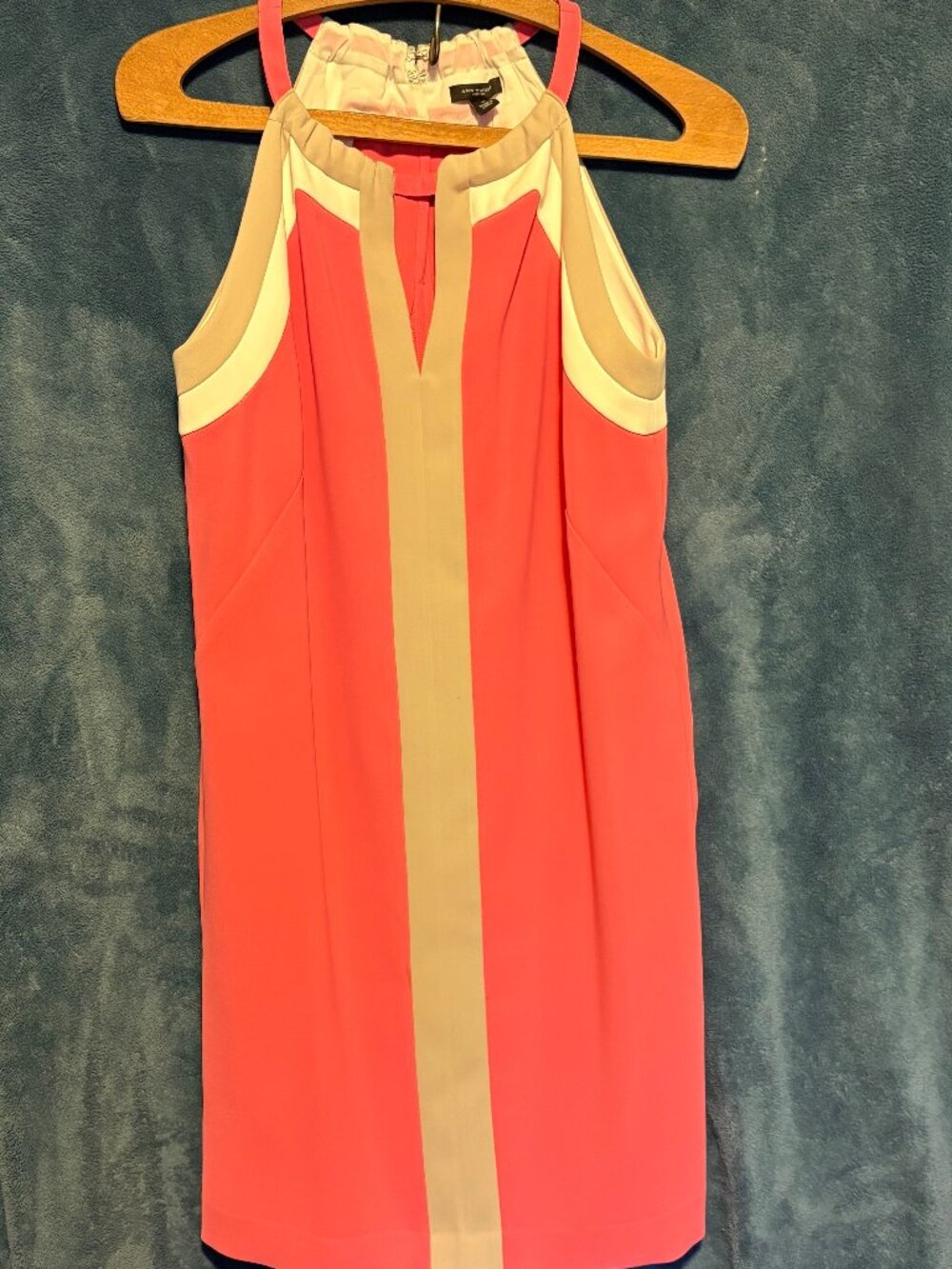 Ann Taylor Coral & Navy Colorblock Keyhole Sheath Dress